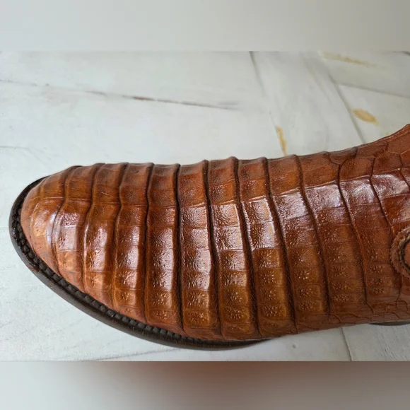 Larry Mahan Caiman Leather Boots, 8.5 D - Picture 11 of 14